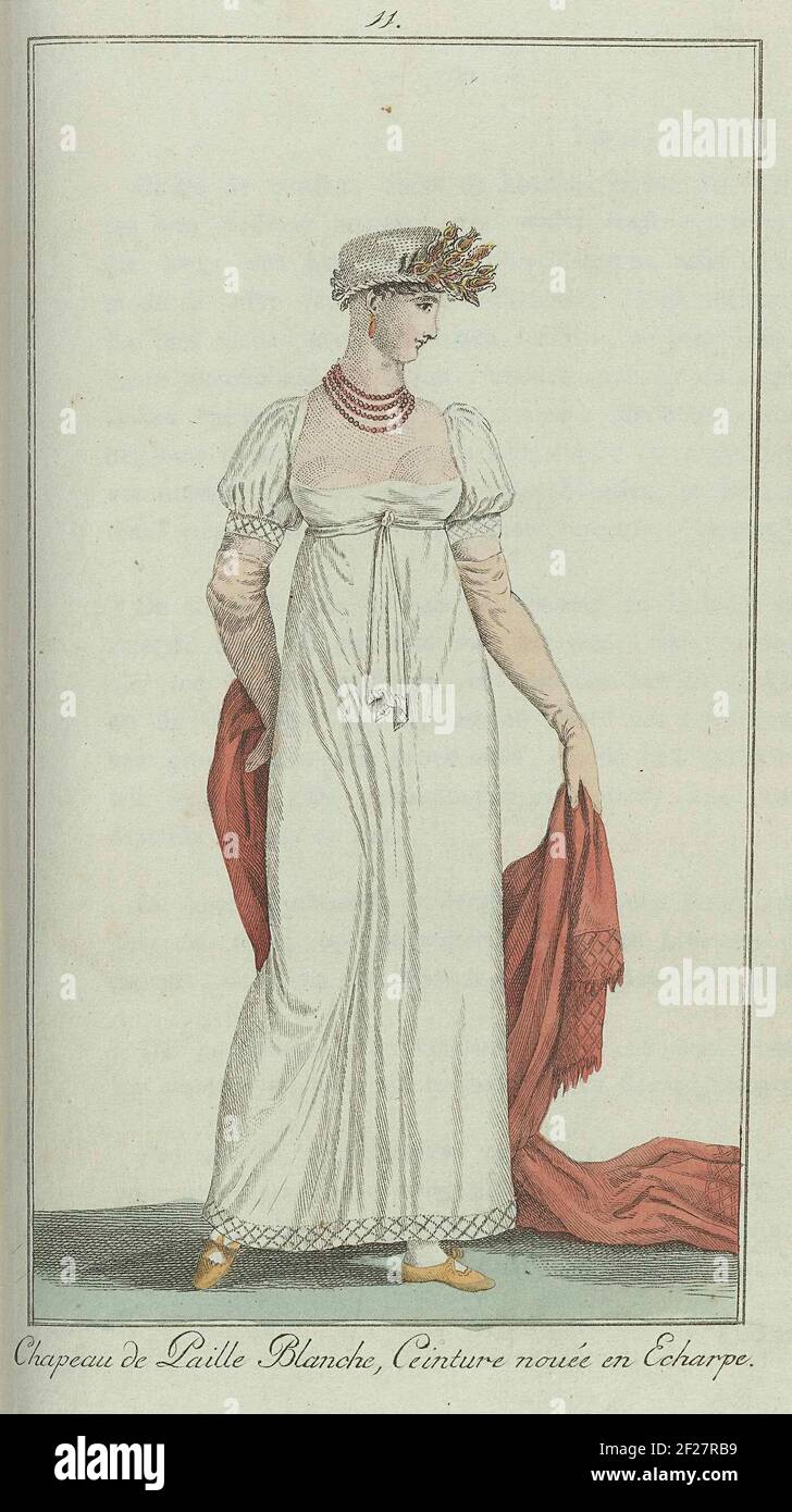 Elegantia, of mode, luxe en smaak voor dames, Mei 1807, No. 11: Chapeau de Paille Blanche....According to the accompanying text (p. 160): Jap of white cotton breathing (percale). The sleeve