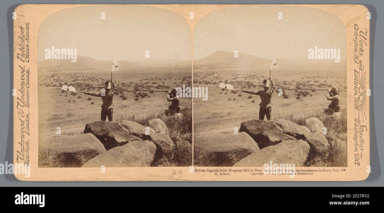 British Signals from Hospital Hill to New Zealand Hill during reconnoissance in force, Feb. 7th - South Africa.. Stock Photo