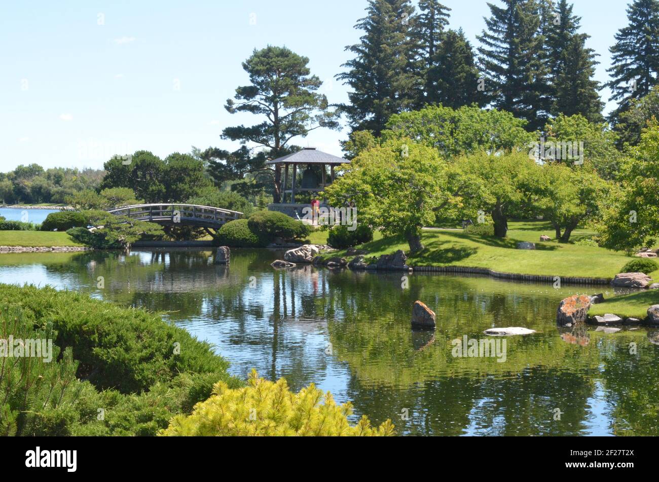 Views of Nikka Yuko Japanese Garden in Lethbridge, Alberta Canada Stock