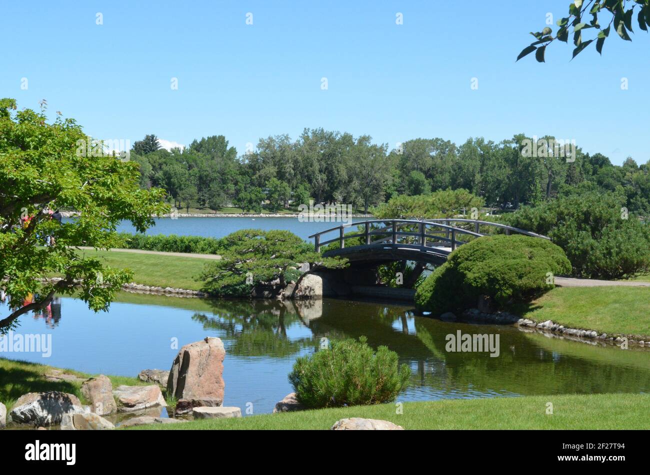 Views of Nikka Yuko Japanese Garden in Lethbridge, Alberta Canada Stock