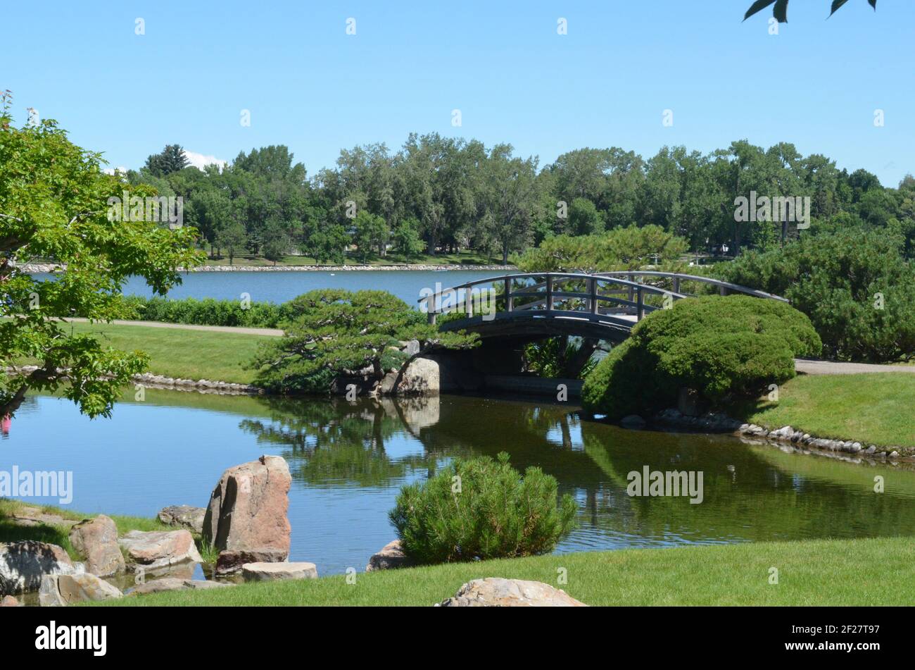 Views of Nikka Yuko Japanese Garden in Lethbridge, Alberta Canada Stock