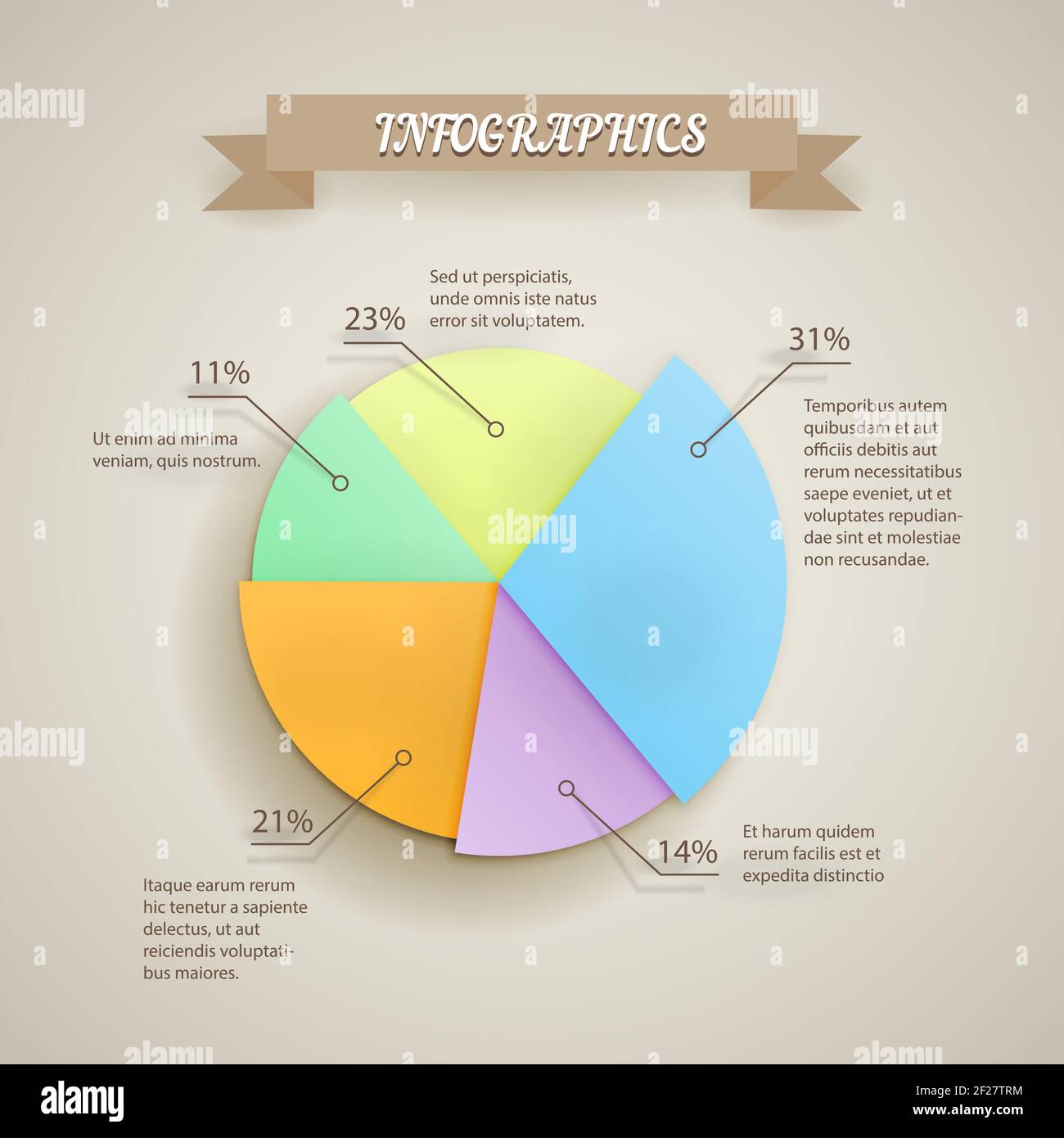 vector 3d paper chart infographic element in vintage style Stock Vector ...
