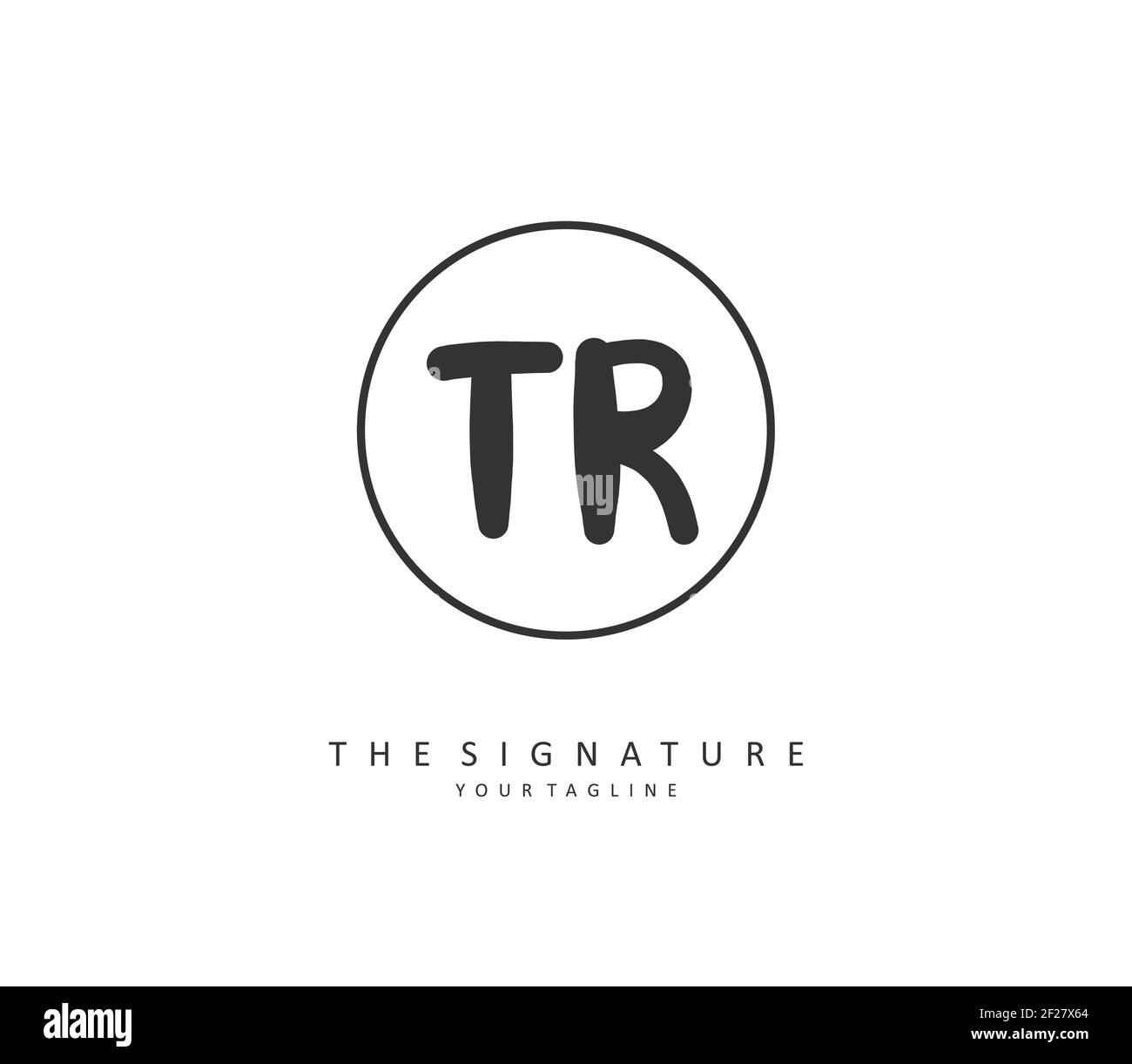 TR Initial letter handwriting and signature logo. A concept handwriting initial logo with template element. Stock Vector