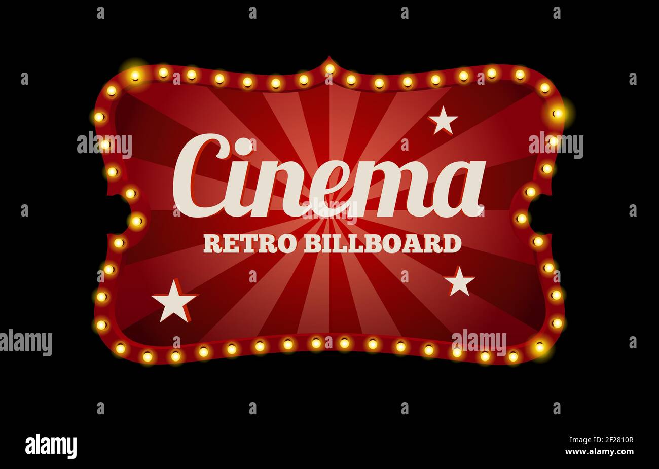 Cinema sign or billboard in retro style surrounded by neon lights on a dark background with text space Stock Vector