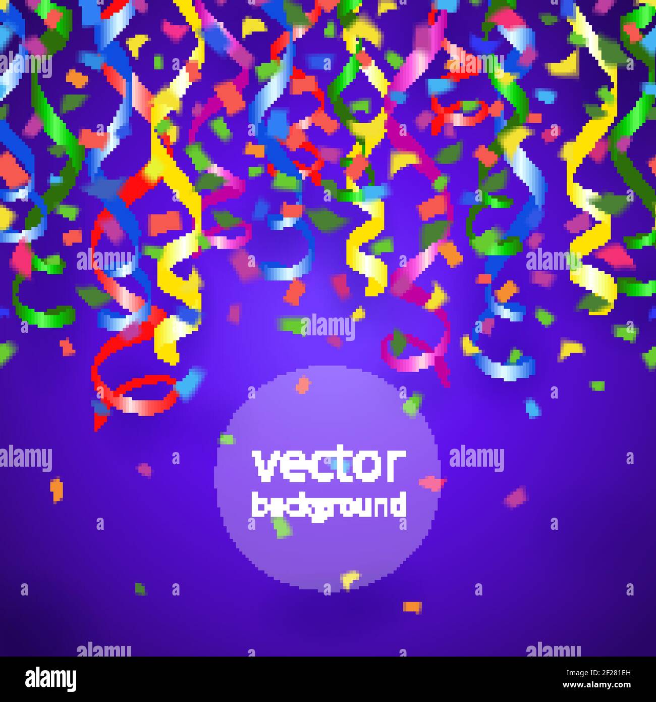 Vector party streamers and confetti on blue background Stock Vector