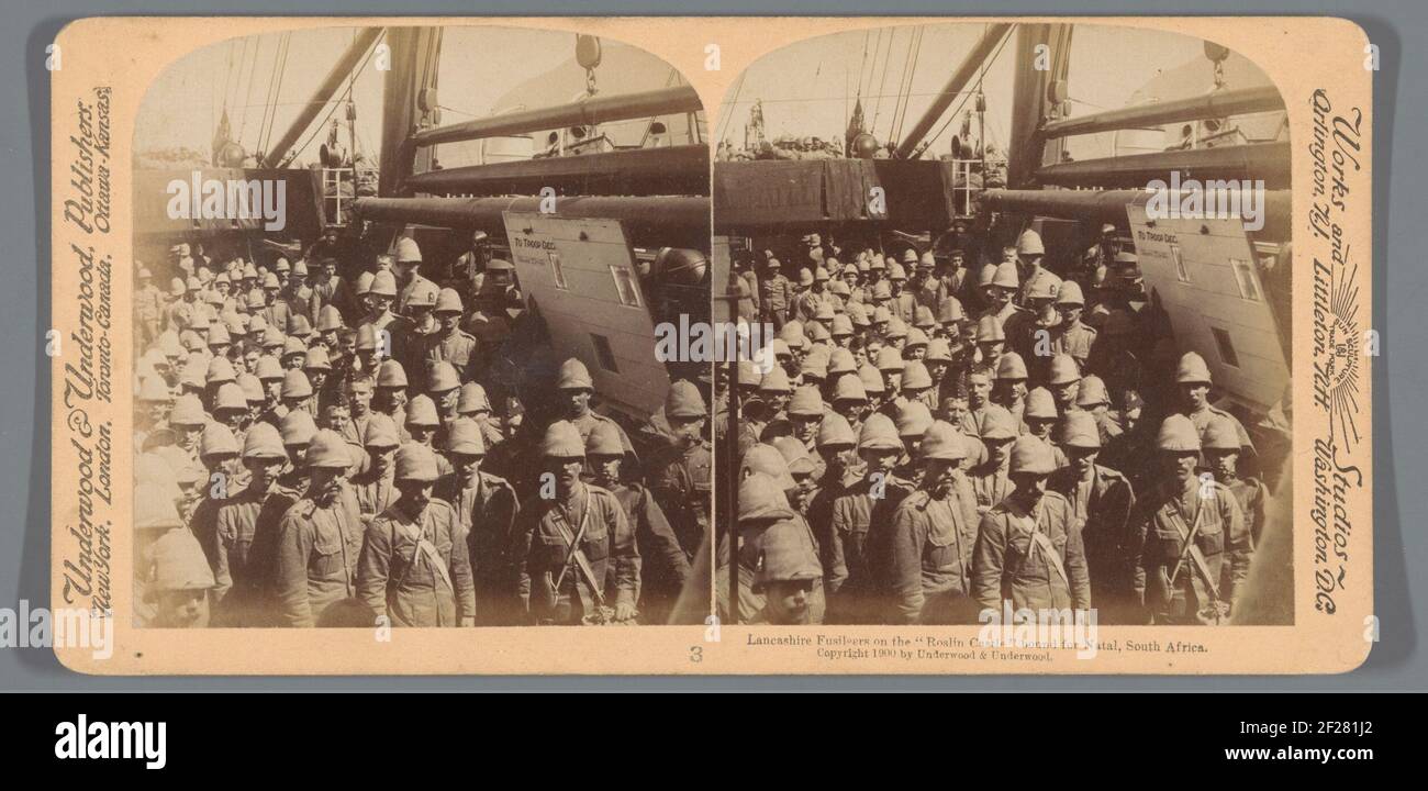 Lancashire Fusiliers on the 'Roslin Castle' bound for Natal, South Africa.. Stock Photo