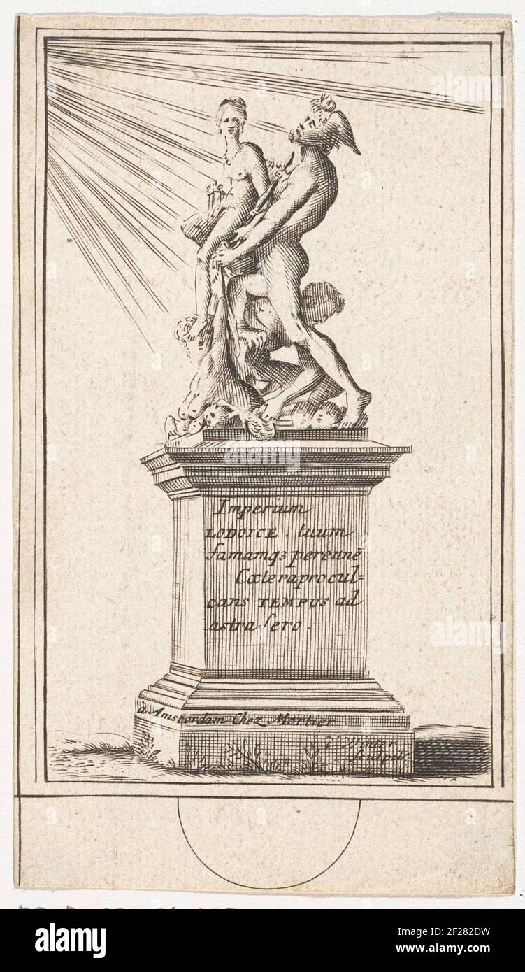 met een allegorie op de heerschappij van Lodewijk XIV.On a base