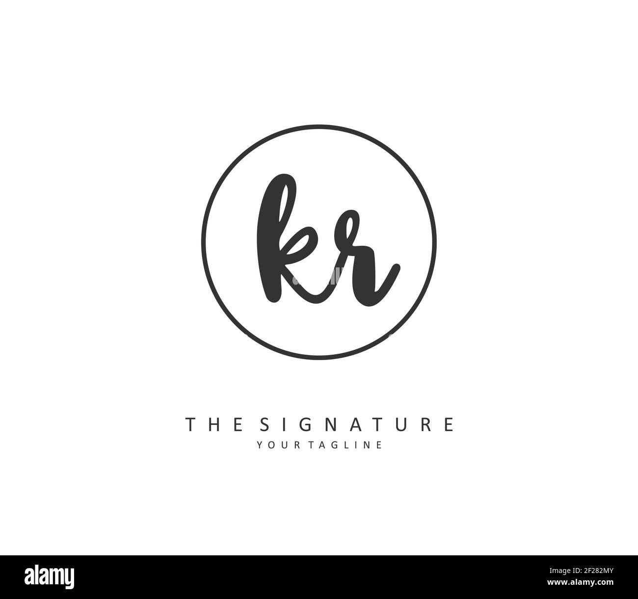 KR Initial letter handwriting and signature logo. A concept handwriting initial logo with template element. Stock Vector