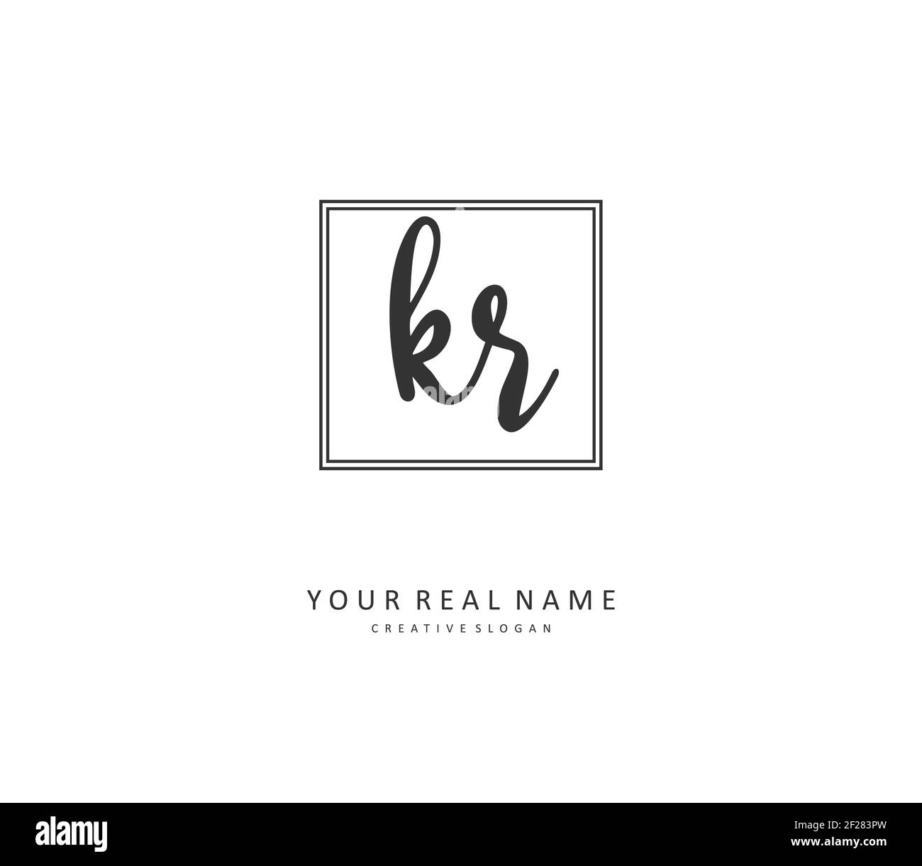 KR Initial letter handwriting and signature logo. A concept handwriting initial logo with template element. Stock Vector