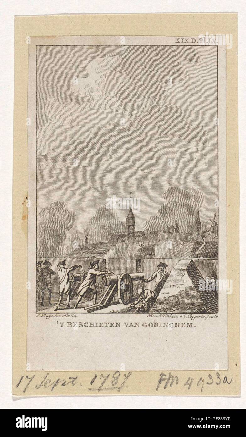 Prussia Discuss Gorinchem, 1787; 't Cluising of Gorinchem.The Prussian Forces Discontinue Gorinchem, September 17, 1787. Signature at the Top Right: XIX.d.pl.ix. Stock Photo