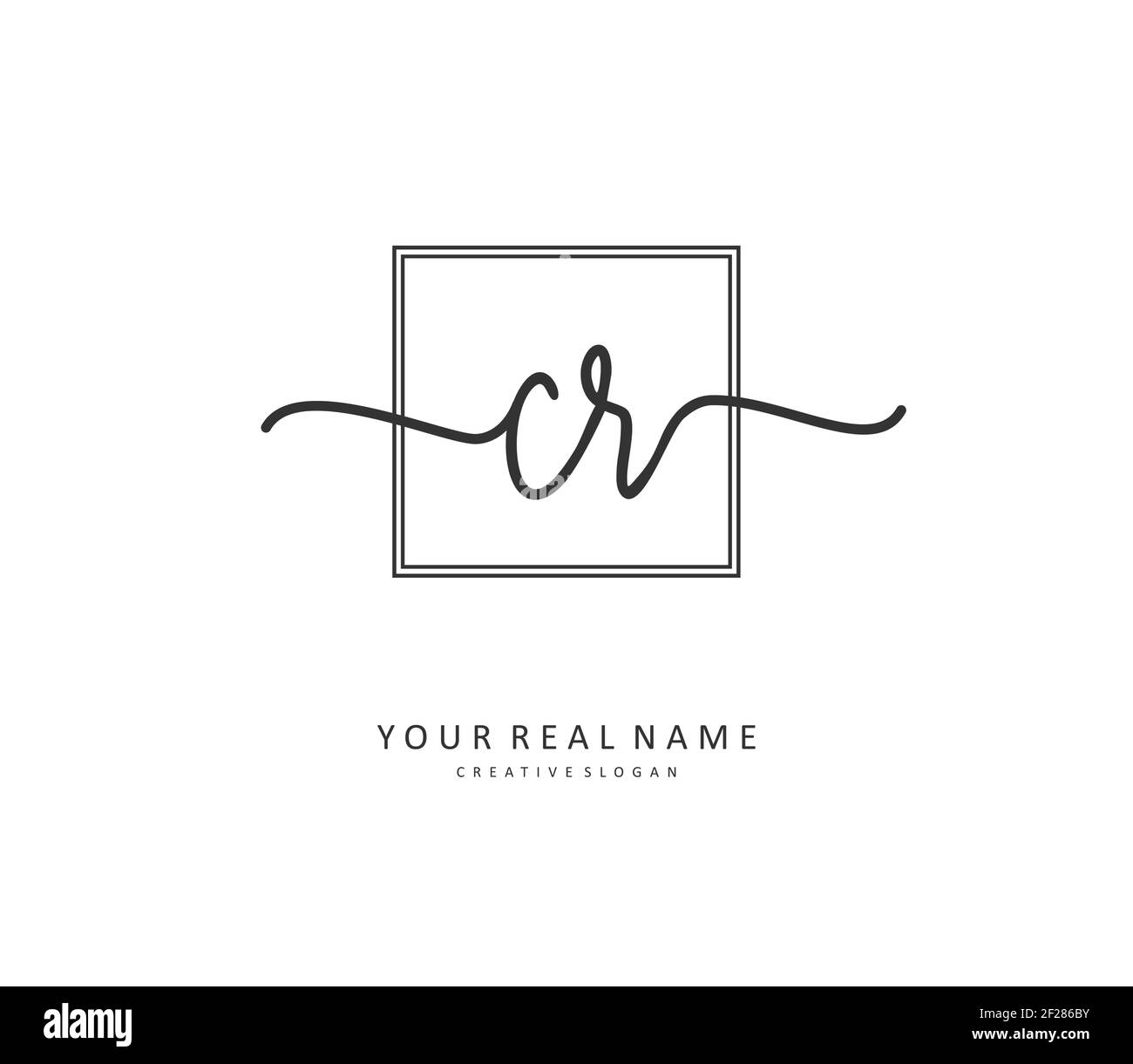 CR Initial letter handwriting and signature logo. A concept handwriting initial logo with template element. Stock Vector