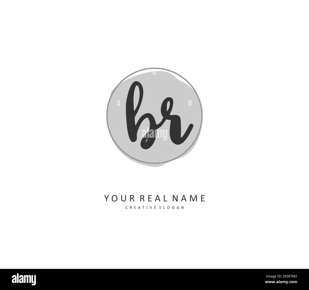 BR Initial letter handwriting and signature logo. A concept handwriting initial logo with template element. Stock Vector