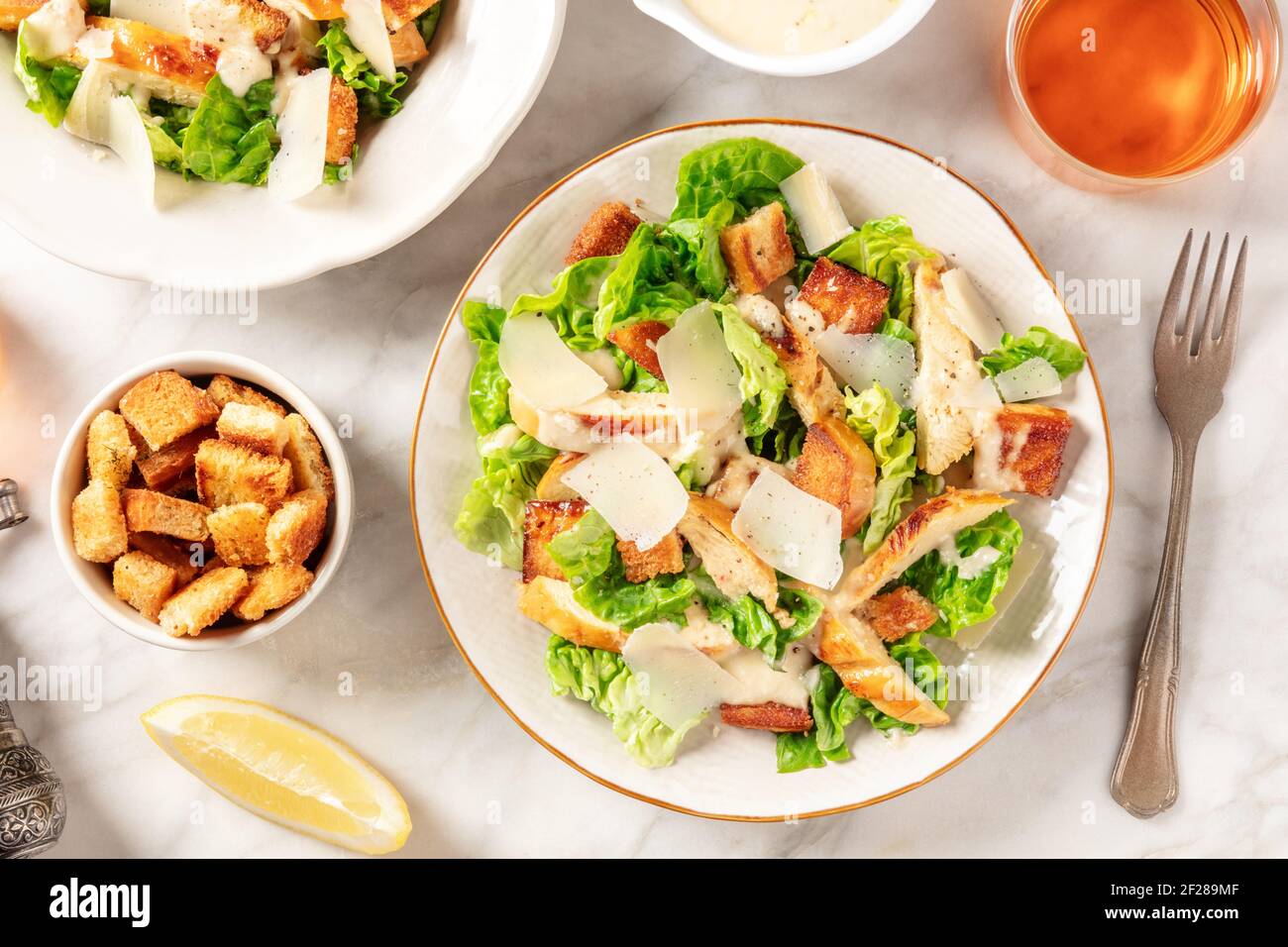 Caesar salad, shot from above Stock Photo