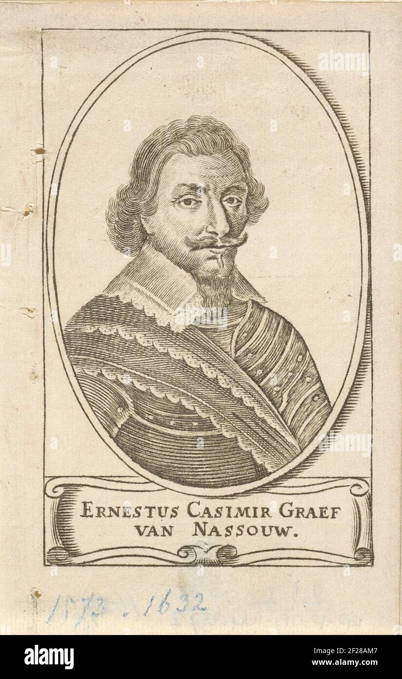 Portret van Ernst Casimir, graaf van NassauDietz.Portrait of serious