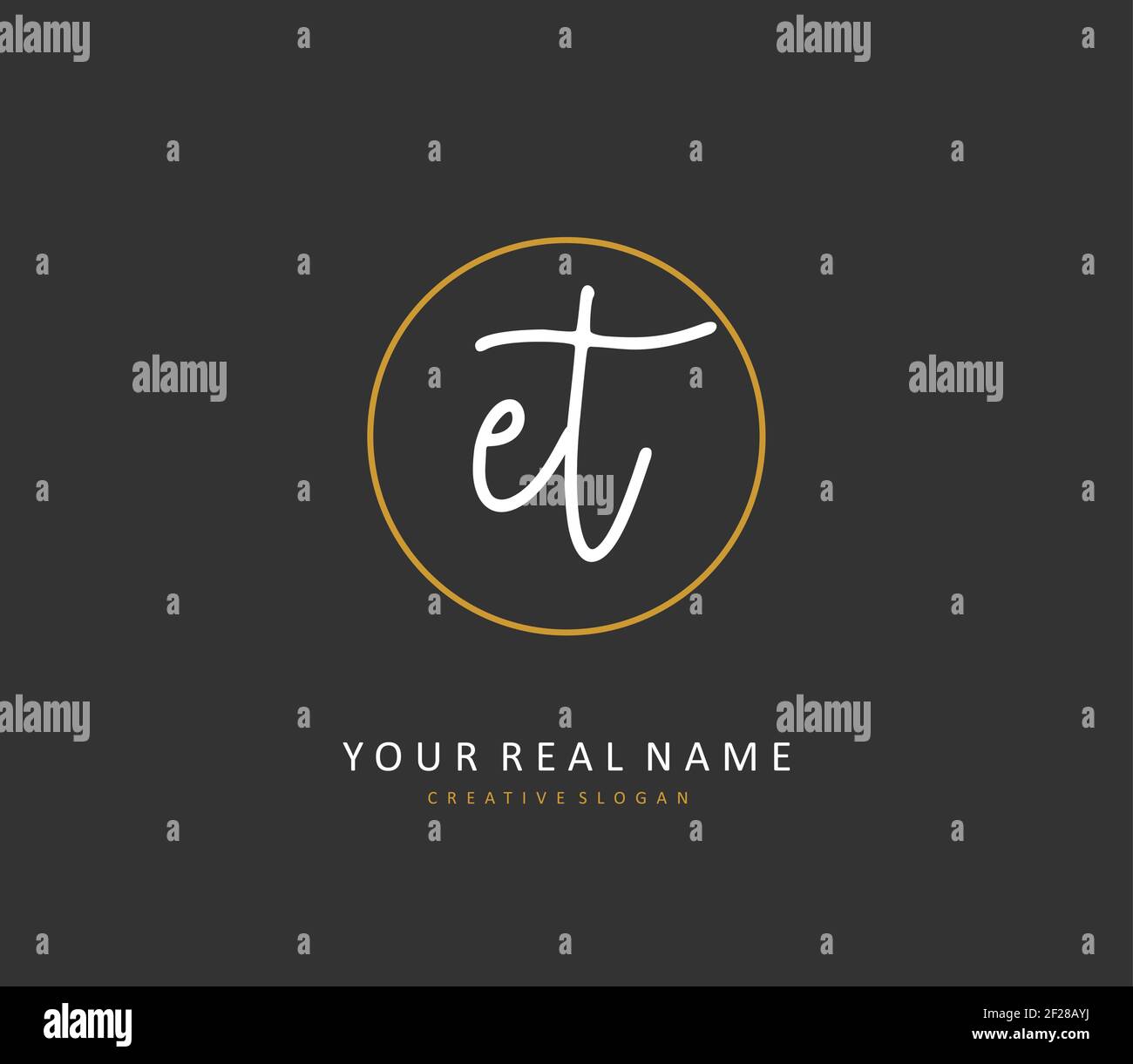 E T ET Initial letter handwriting and signature logo. A concept ...