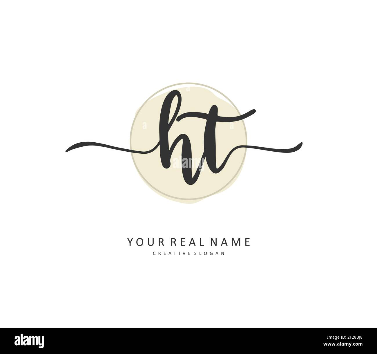 H T HT Initial letter handwriting and signature logo. A concept ...