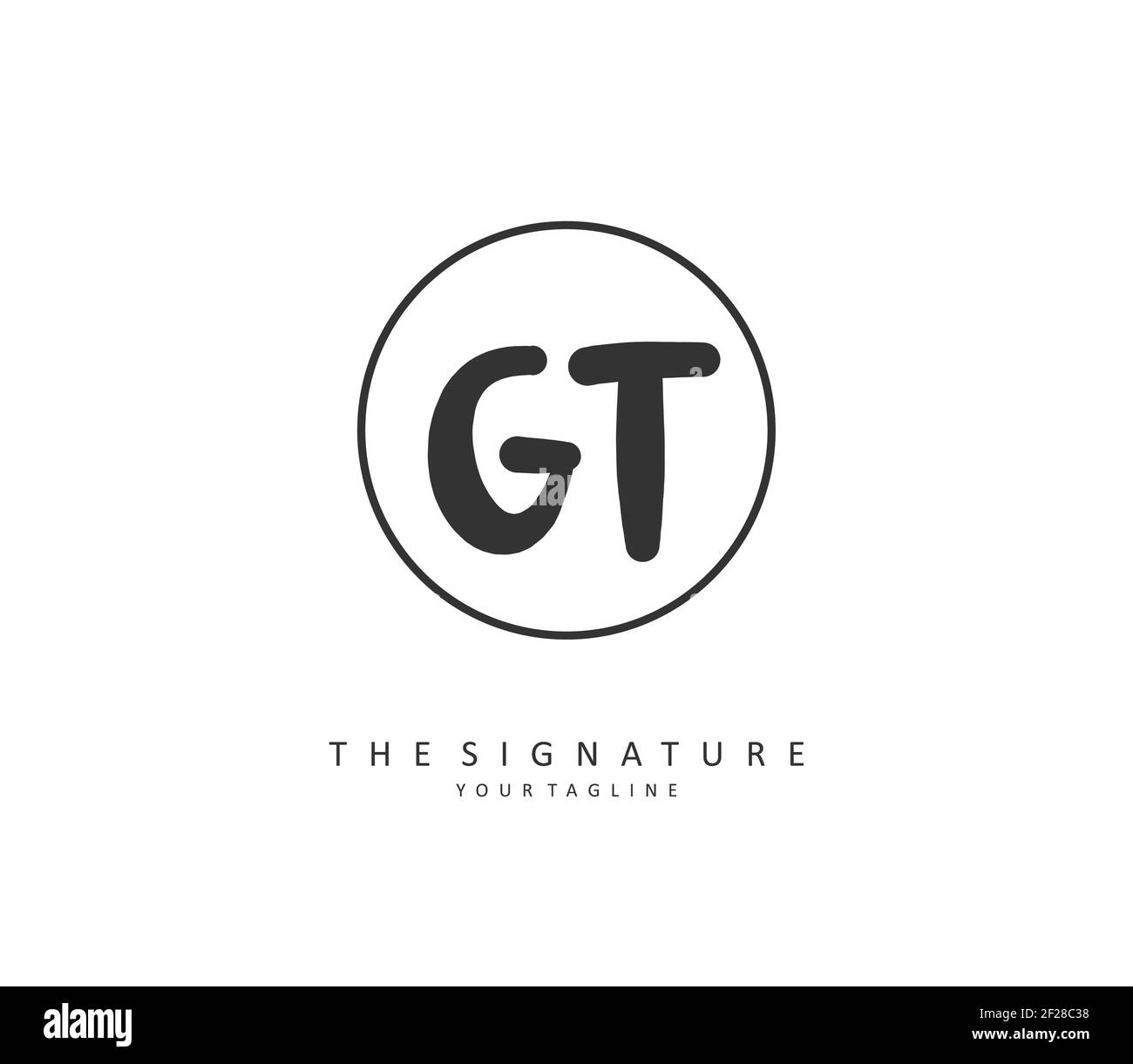 G T GT Initial letter handwriting and signature logo. A concept ...