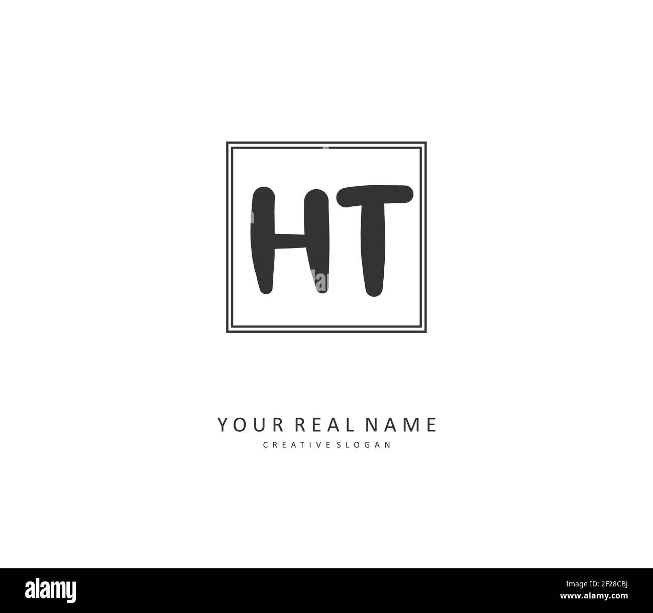 H T HT Initial letter handwriting and signature logo. A concept ...