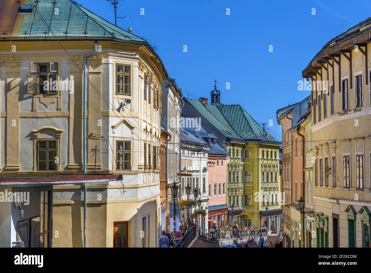 Street in Banska Stiavnica, Slovakia Stock Photo