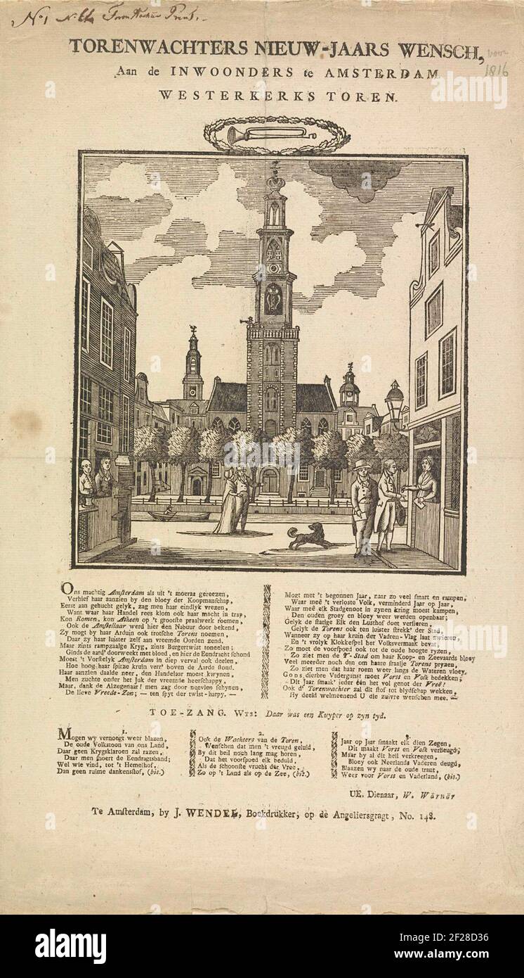 New Year S Wish From The Amsterdam Tower Guards 1816 Tower Guards Nieuw Year Wensch At The Inhabitants In Amsterdam Westerkerks Tower New Year S Wish From W Warnar The Tower Guard Of The Amsterdam Westerkerk
