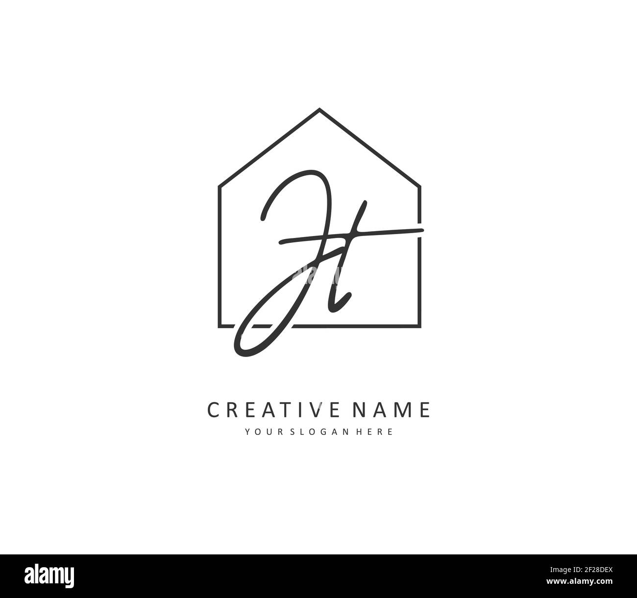 J T JT Initial letter handwriting and signature logo. A concept handwriting initial logo with template element. Stock Vector