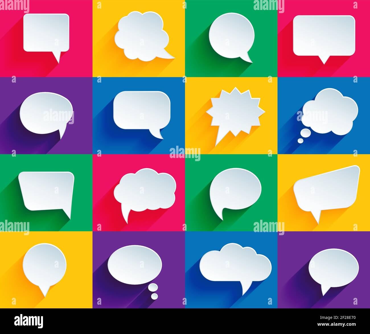 vector speech bubbles in flat design with shadows Stock Vector
