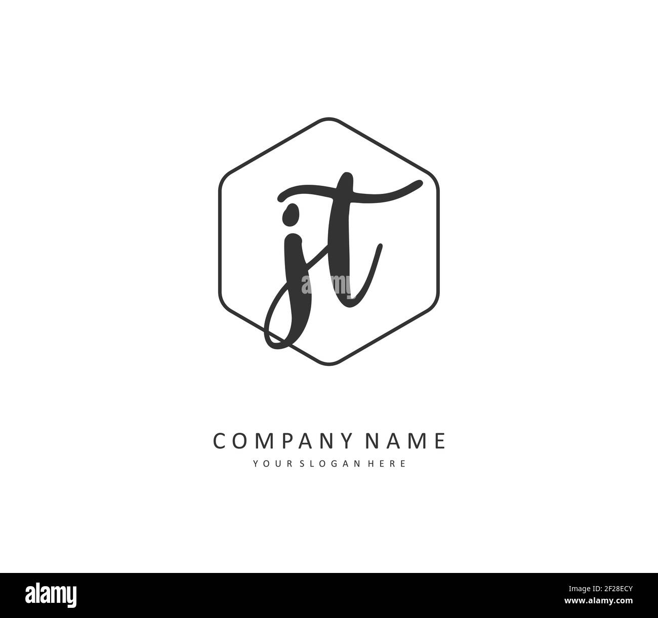 J T JT Initial letter handwriting and signature logo. A concept handwriting initial logo with template element. Stock Vector