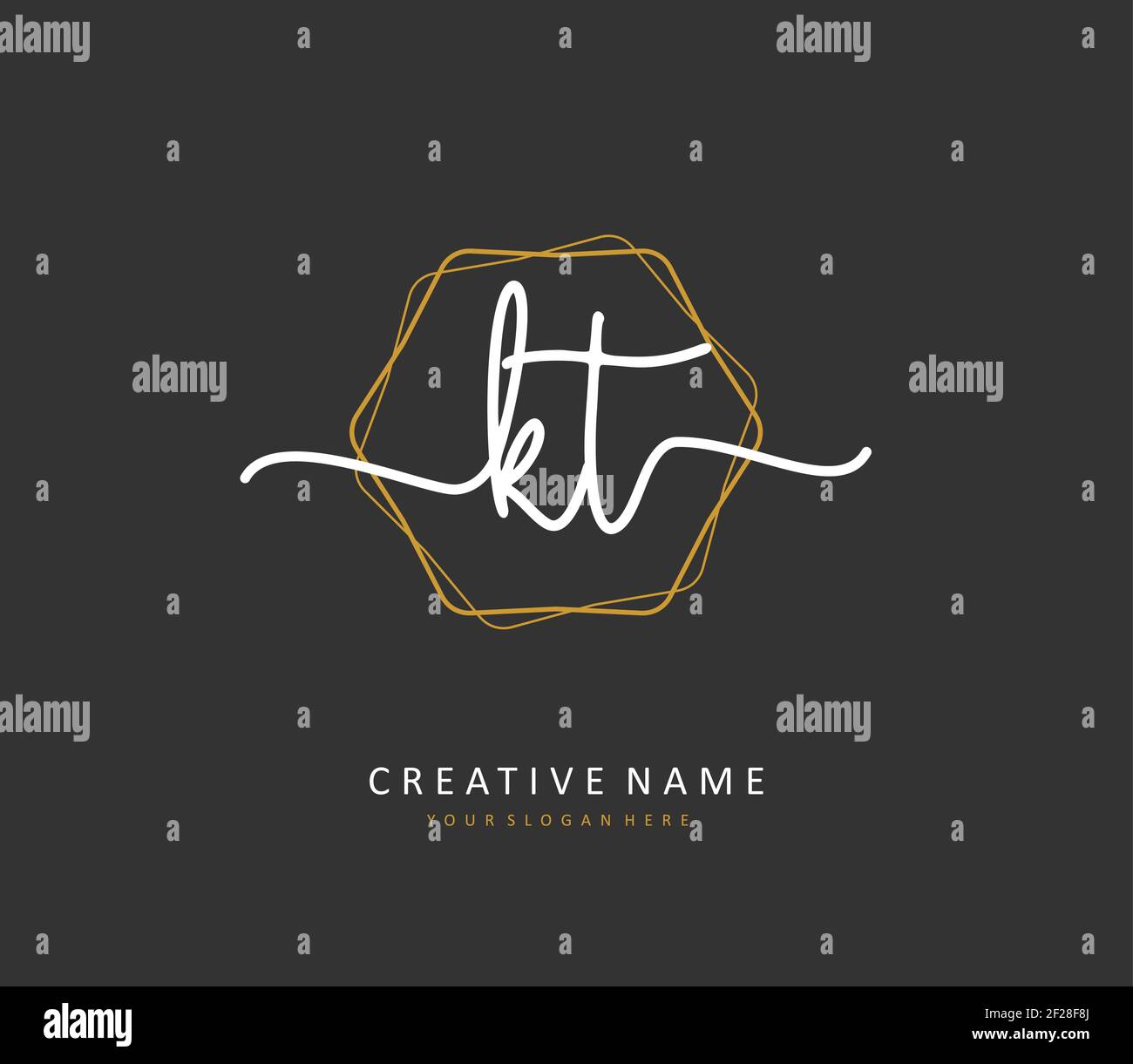 K T Kt Initial Letter Handwriting And Signature Logo A Concept