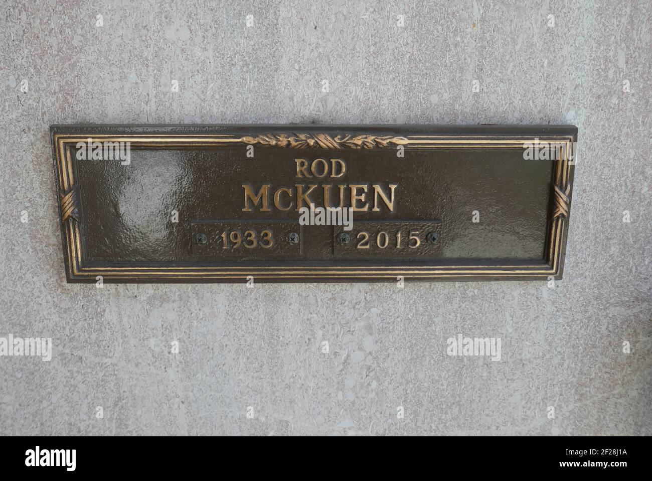 Los Angeles, California, USA 9th March 2021 A general view of atmosphere of poet/actor Rod McKuen's grave at Pierce Brothers Westwood Village Memorial Park on March 9, 2021 in Los Angeles, California, USA. Photo by Barry King/Alamy Stock Photo Stock Photo