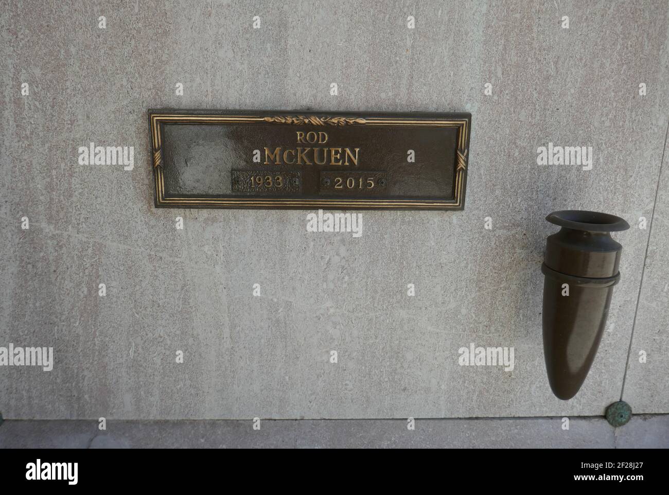 Los Angeles, California, USA 9th March 2021 A general view of atmosphere of poet/actor Rod McKuen's grave at Pierce Brothers Westwood Village Memorial Park on March 9, 2021 in Los Angeles, California, USA. Photo by Barry King/Alamy Stock Photo Stock Photo
