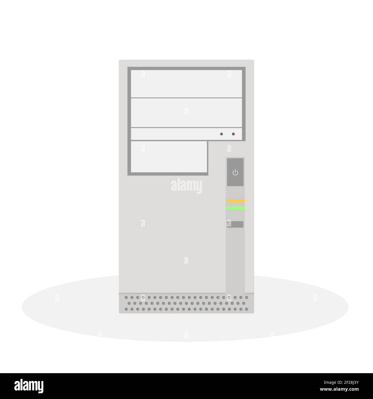 An outdated computer system unit in gray tones with operation ...