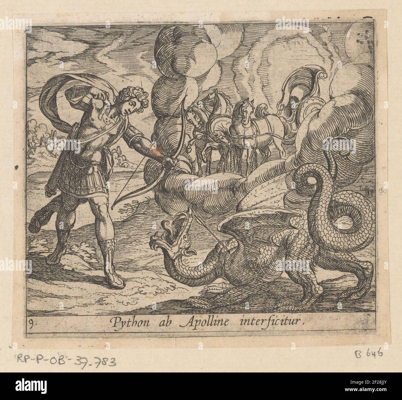 Apollo kills Python; Python ab apolline interficitur; Metamorphoseon ...