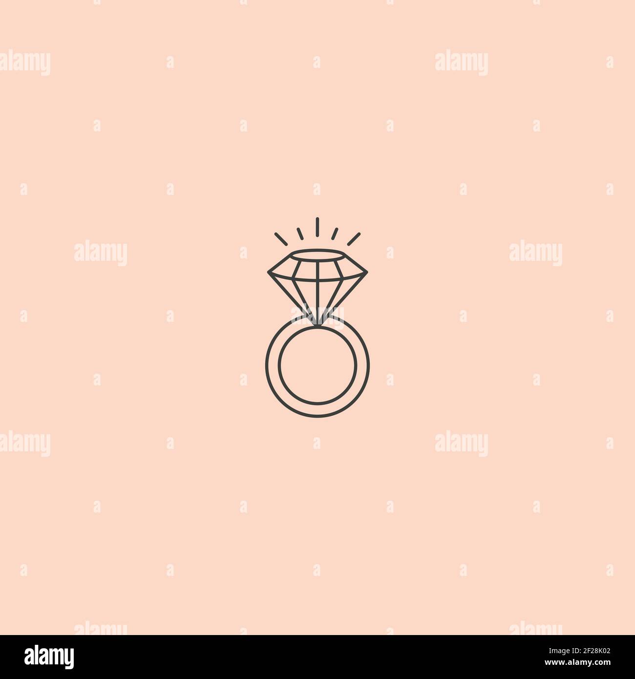 Ring With Diamond logo design templates in trendy linear and minimal style. Vector emblems Stock Vector