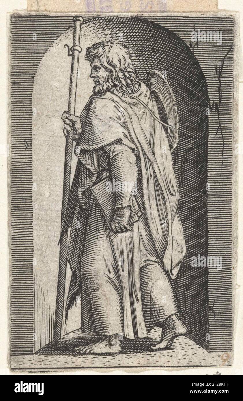 Apostle James The multiple (major) with pilgrim hat and pilgrim staff ...