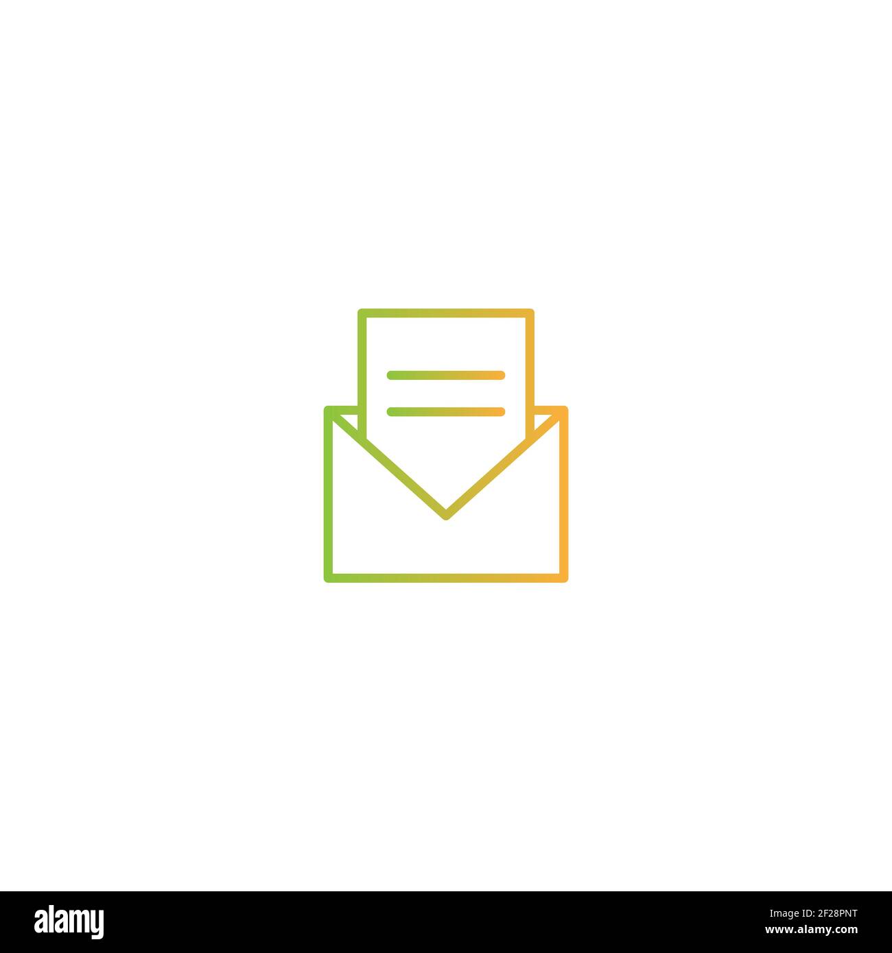 Opened letter, mail or message. Vector flat illustration. orange and ...