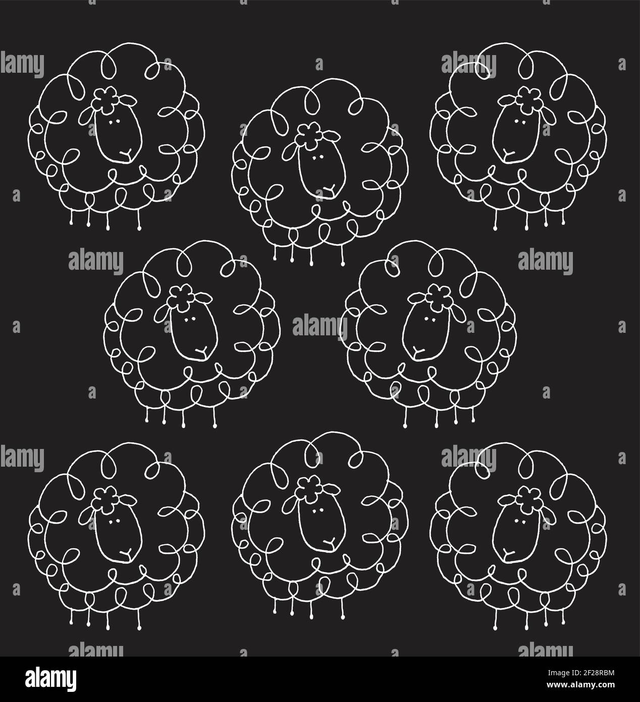 vector cartoon black and white sheep Stock Vector