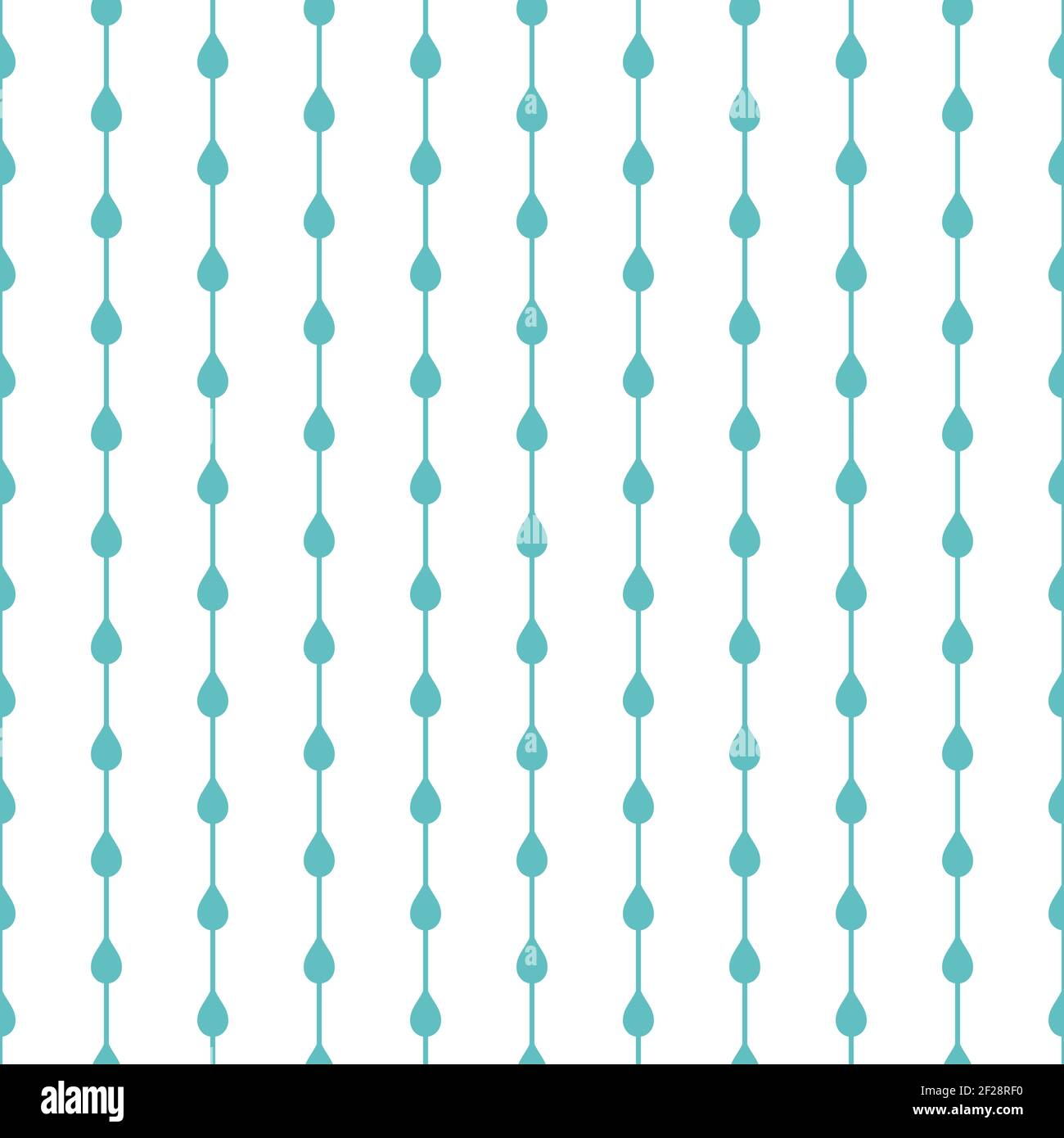 Seamless ornament with blue water drops on white background. Nature, liquid, rain pattern. Vector illustration. Cartoon rain weather wallpaper. Rainy Stock Vector