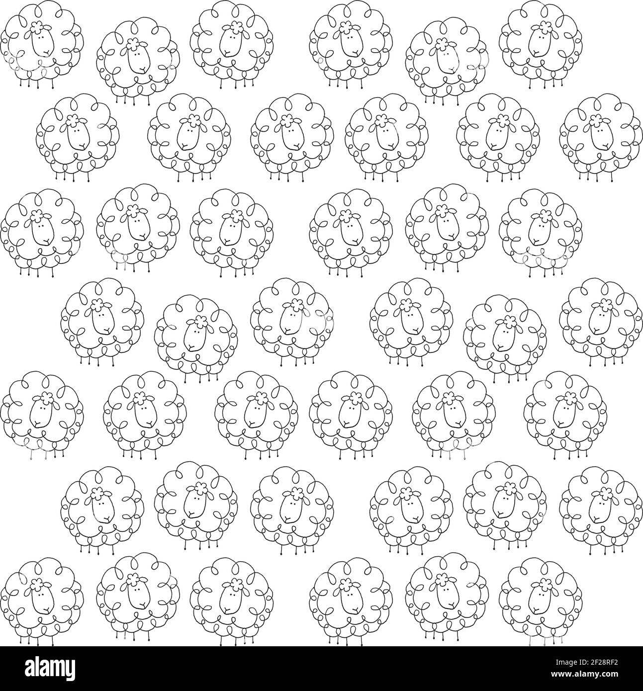 vector cartoon black and white sheep Stock Vector