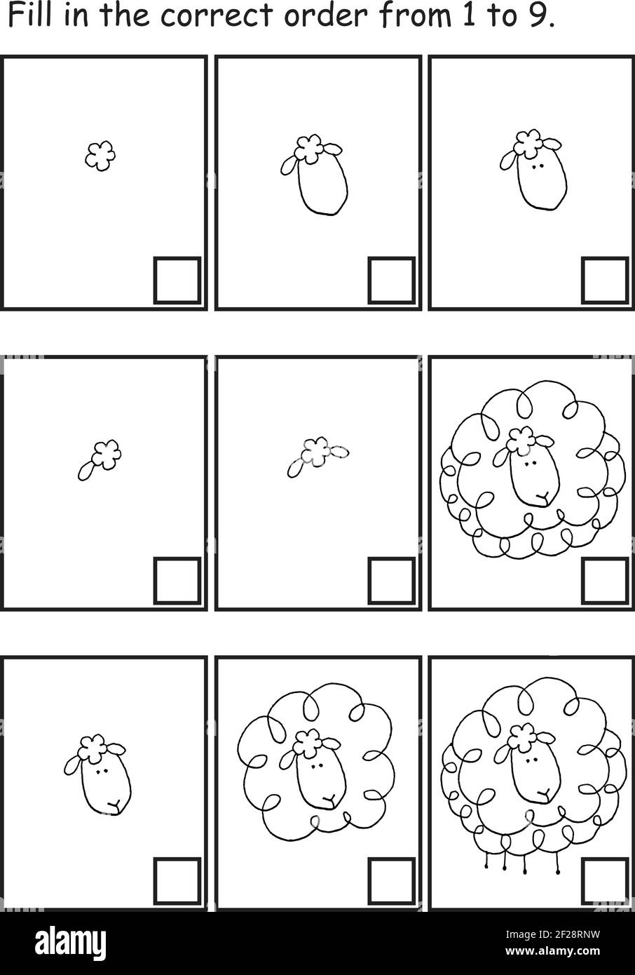 vector cartoon black and white sheep step by step drawing Stock Vector ...