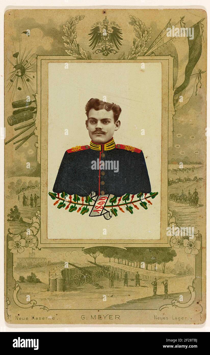 Portret van Duitse militair M. Roth.With edge performances of scenes ...