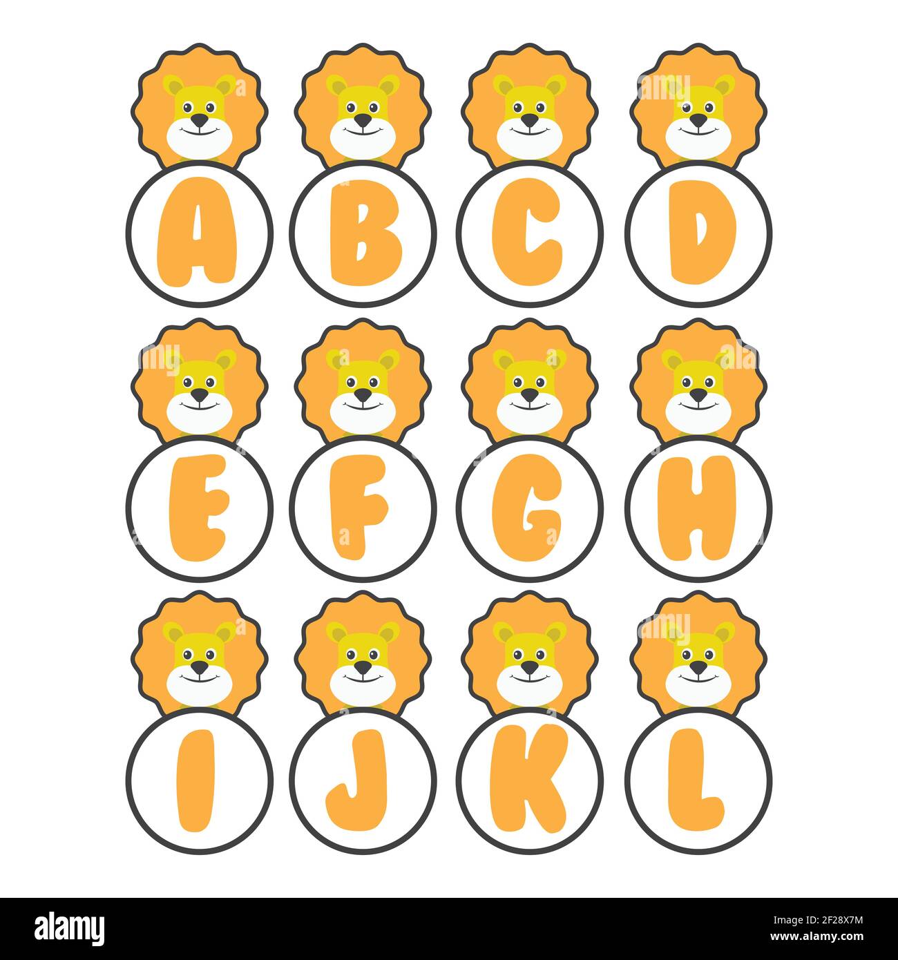 Lion alphabet collection, vector art and illustration. Stock Vector