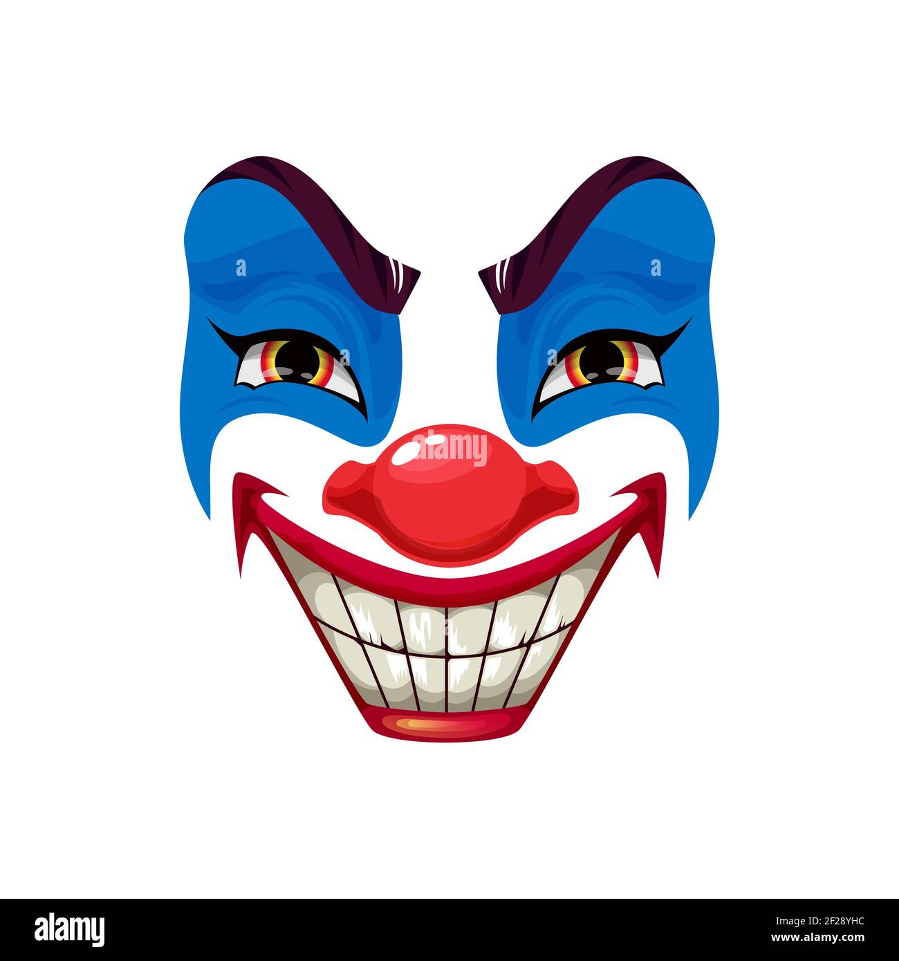 Furnace gå på pension ingen forbindelse Scary clown face vector icon, Halloween funster character. Emoticon mask  with blue makeup, red nose, angry eyes and creepy smile with white glossy  tee Stock Vector Image & Art - Alamy