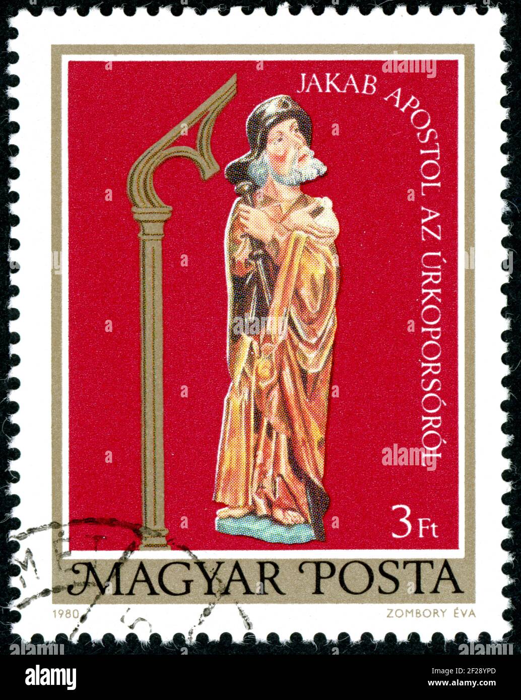 HUNGARY - CIRCA 1980: A stamp printed in Hungary, shows the Easter Casket of Garamszentbenedek (Hronsky Benadik) - James the Great, circa 1980 Stock Photo