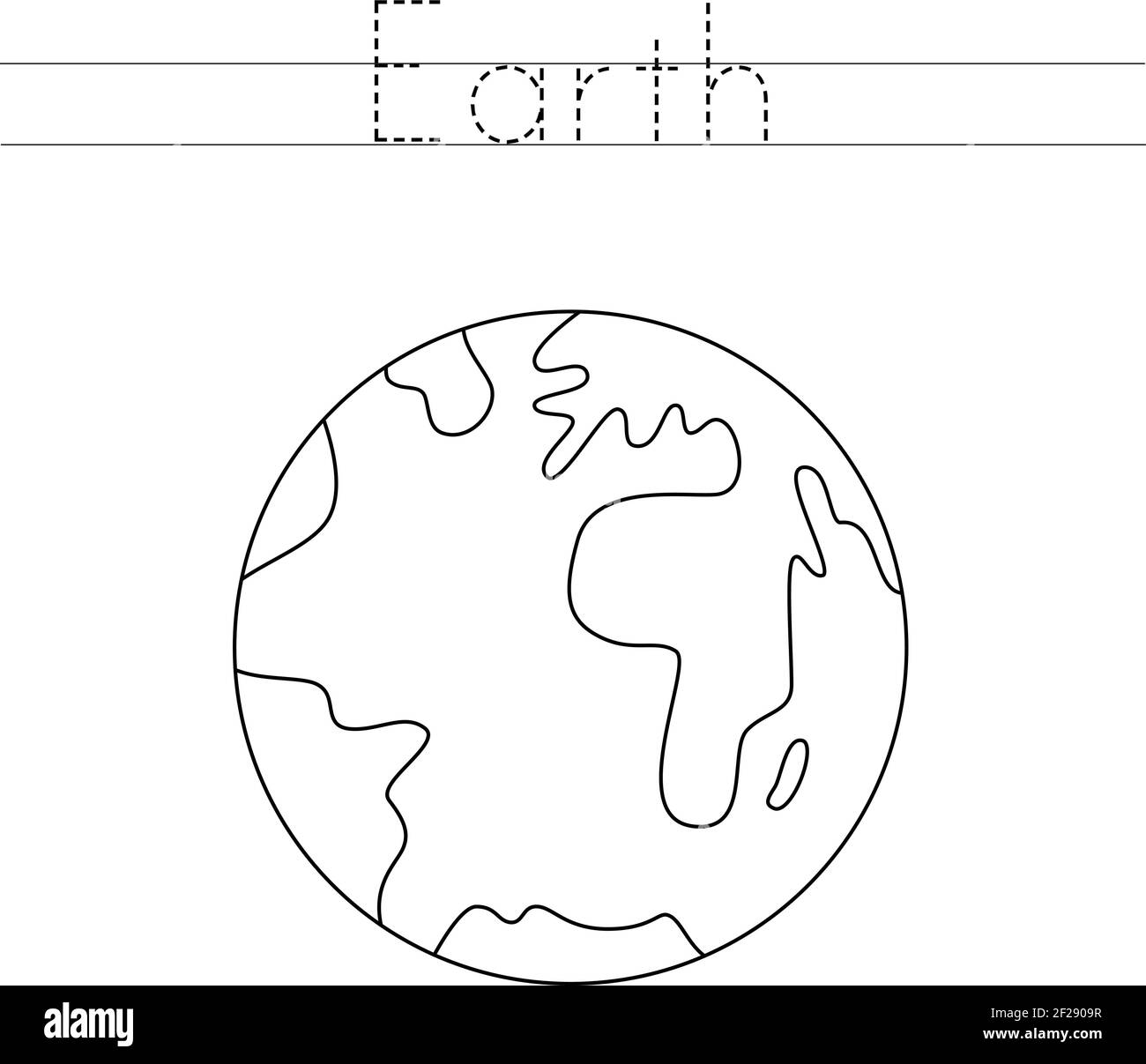 Trace the word. Color planet Earth. Handwriting practice for preschool ...