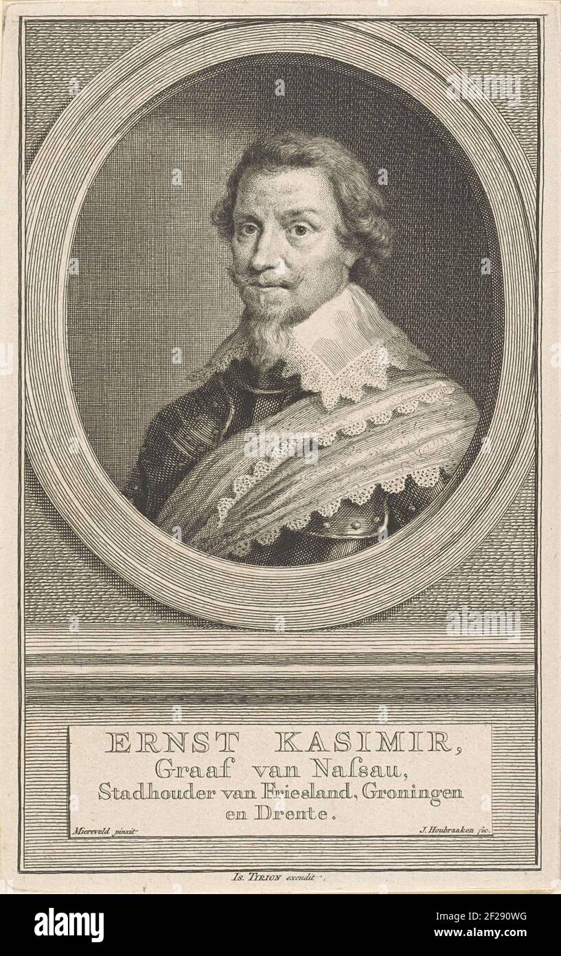 Portret van Ernst Casimir, graaf van NassauDietz.Portrait of serious