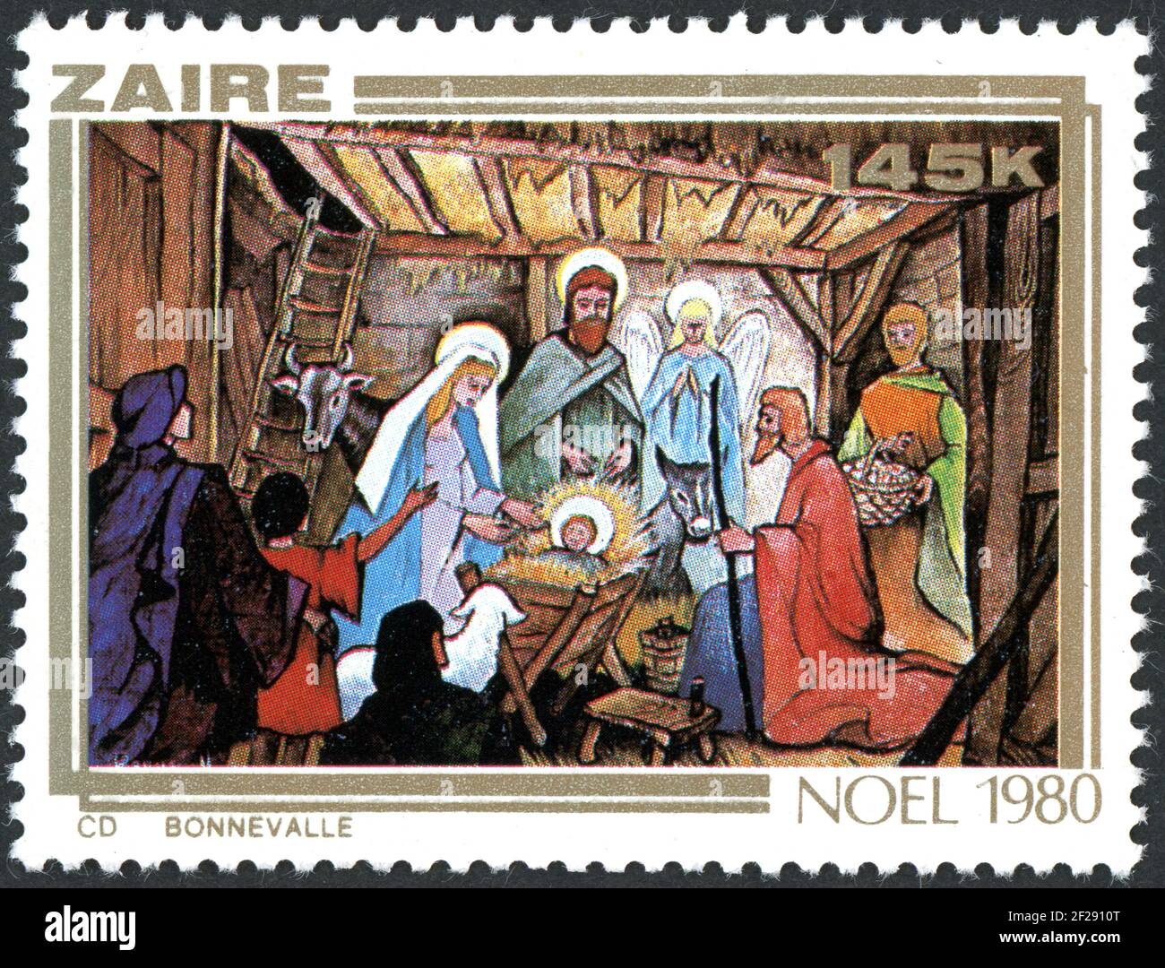 ZAIRE - CIRCA 1980: A stamp printed in Zaire, shown the biblical scene, circa 1980 Stock Photo