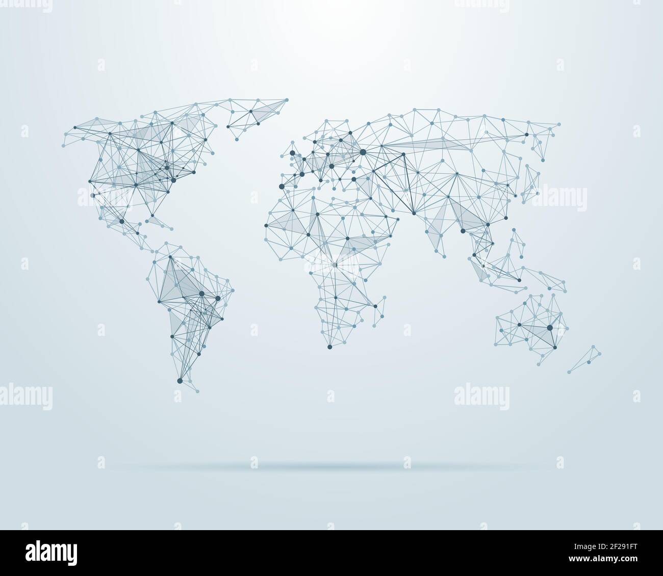 Vector low poly world map illustration. Point and geometrical form, structure line Stock Vector