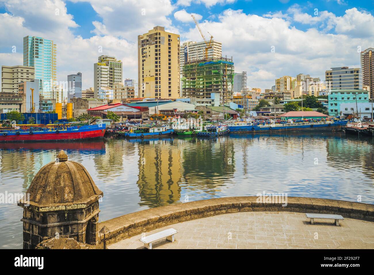 view of manila by Pasig River from santiago fort in philippines Stock Photo