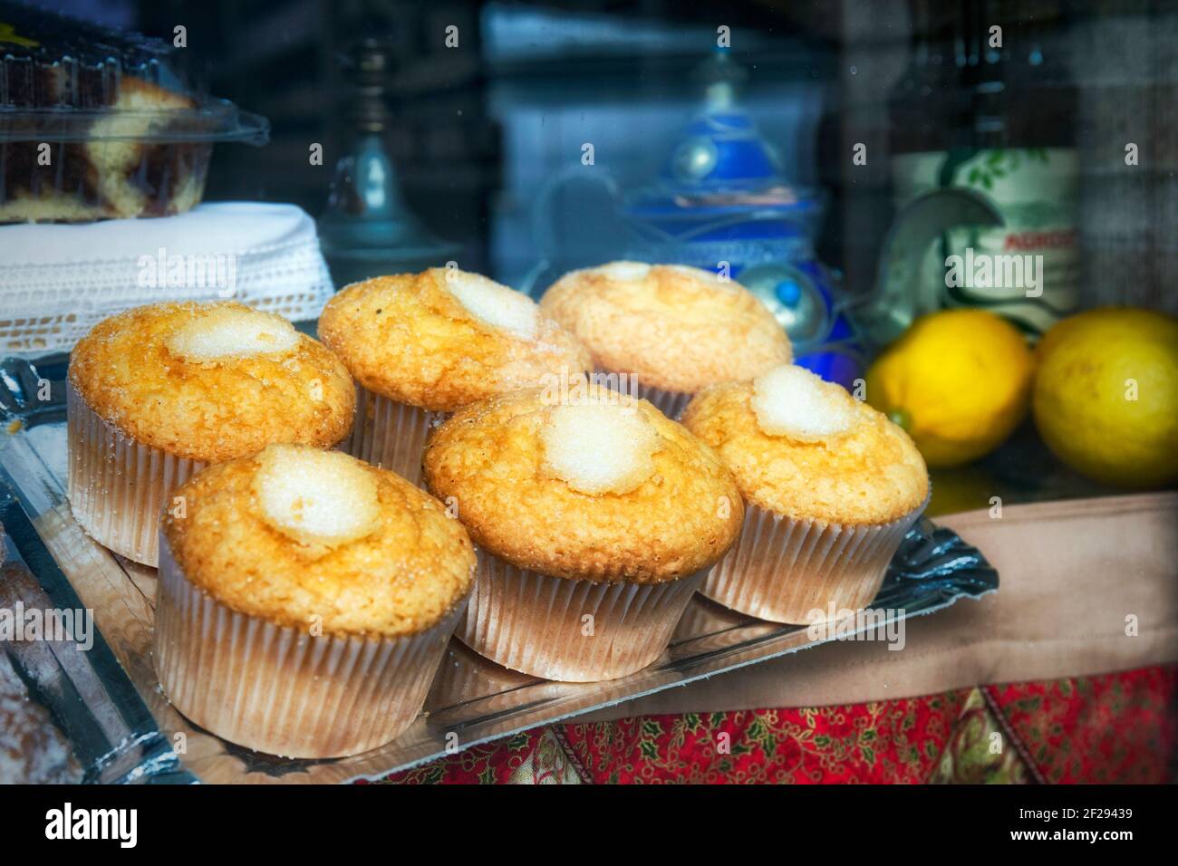 Typical Spanish cakes known as magdalenas. A type of muffin. Popular as