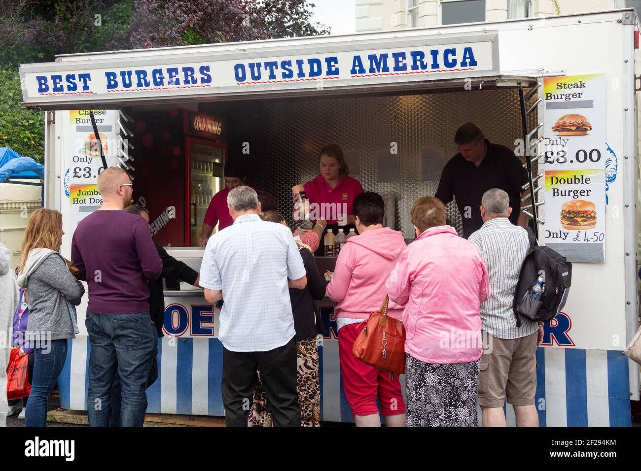 A food vendor selling the "Best Burgers Outside America" at the Auld Lammas Fair, Ballycastle